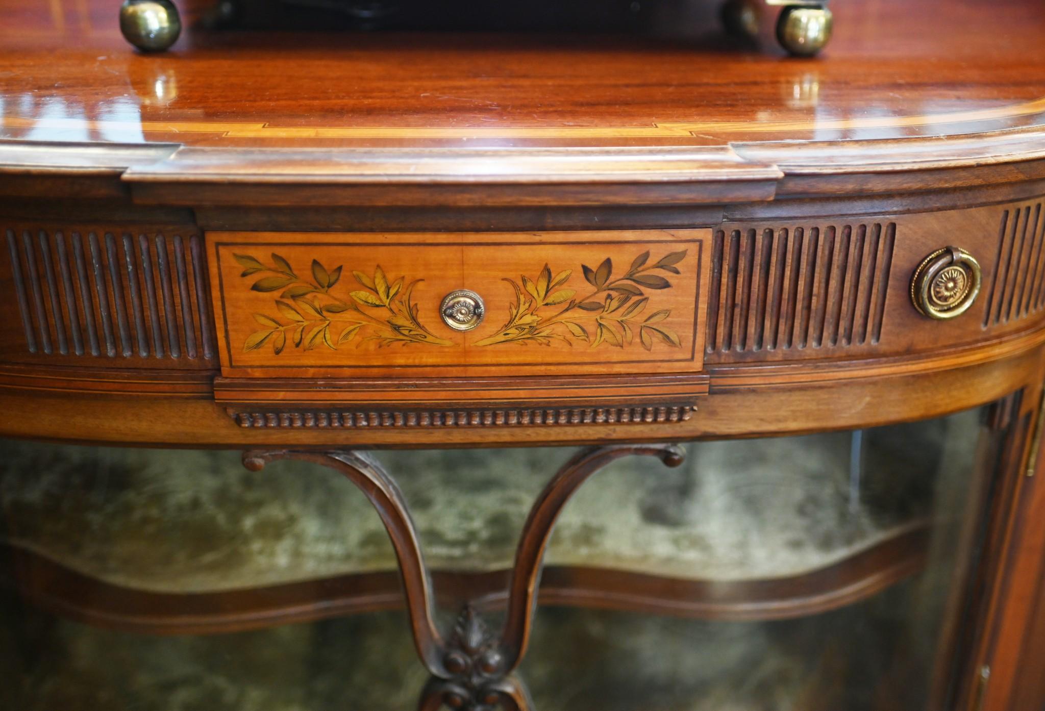 Edwardian Mahogany Sideboard Display Cabinet Sheraton Inlay 9