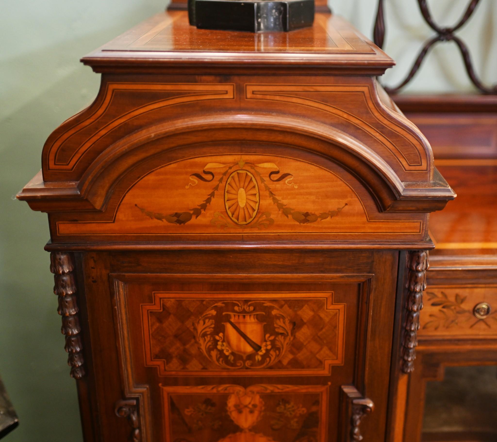 Edwardian Mahogany Sideboard Display Cabinet Sheraton Inlay 10