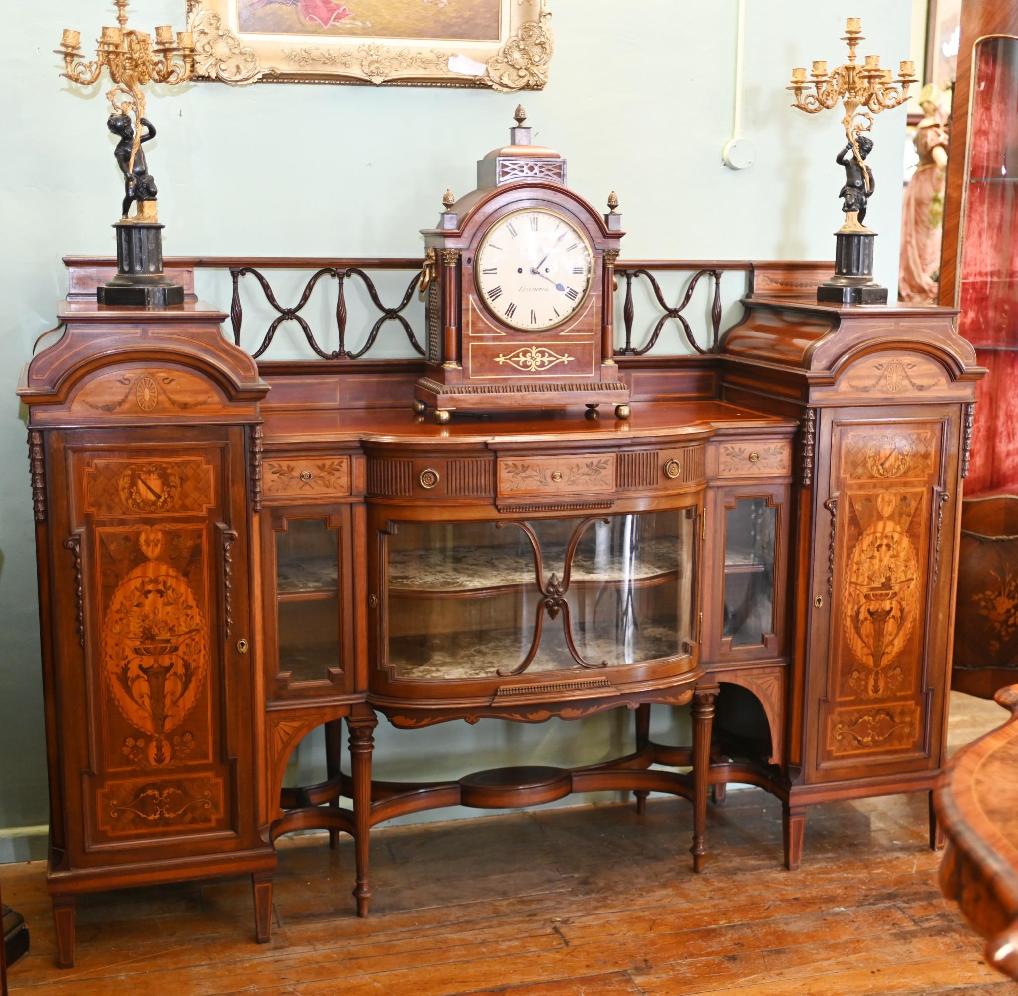 Edwardian Mahogany Sideboard Display Cabinet Sheraton Inlay 12
