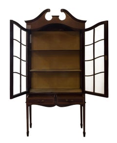 Edwardian Mahogany String Inlaid Display Cabinet, circa 1910