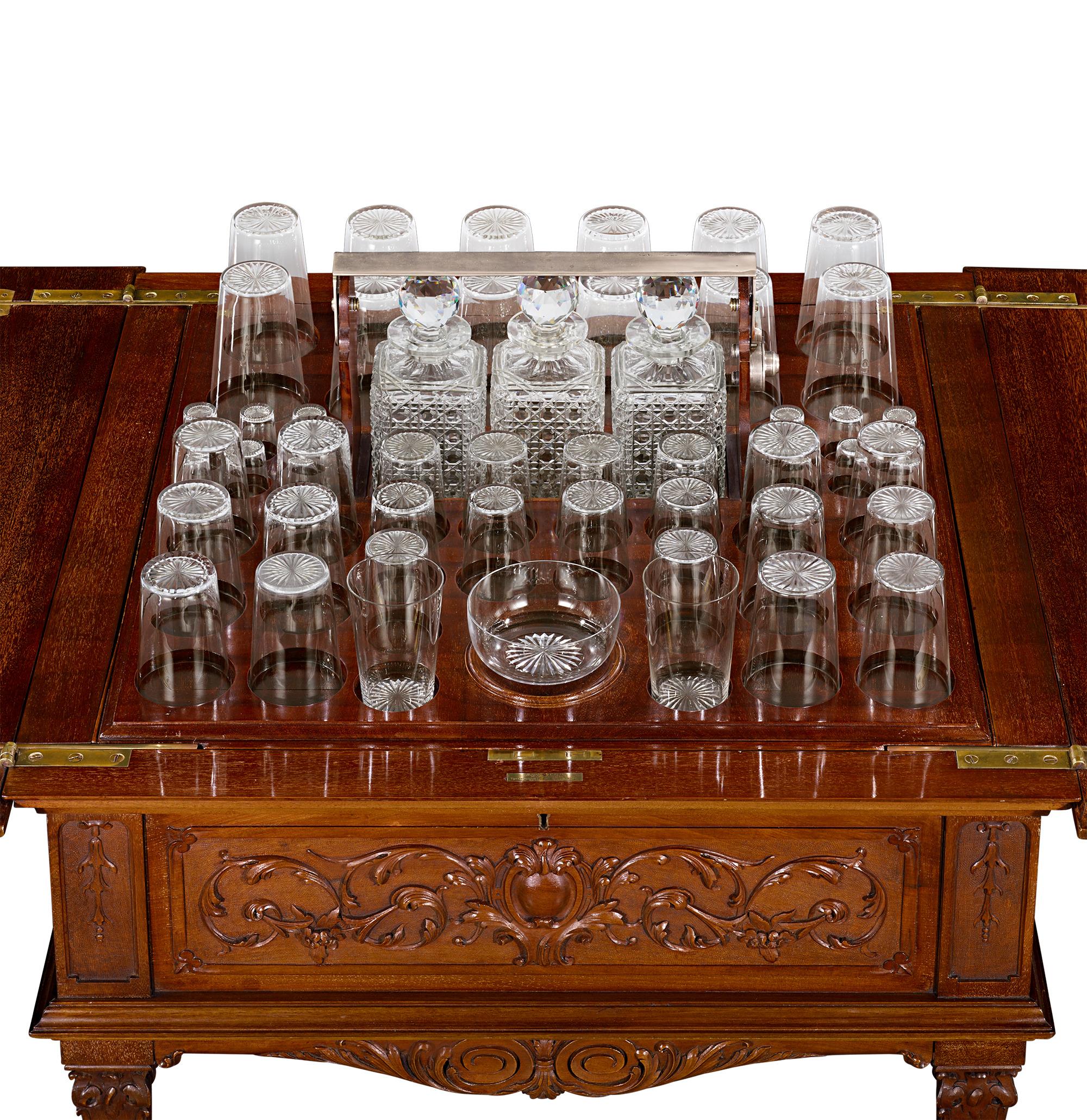 English Edwardian Mahogany Surprise Drinks Table For Sale