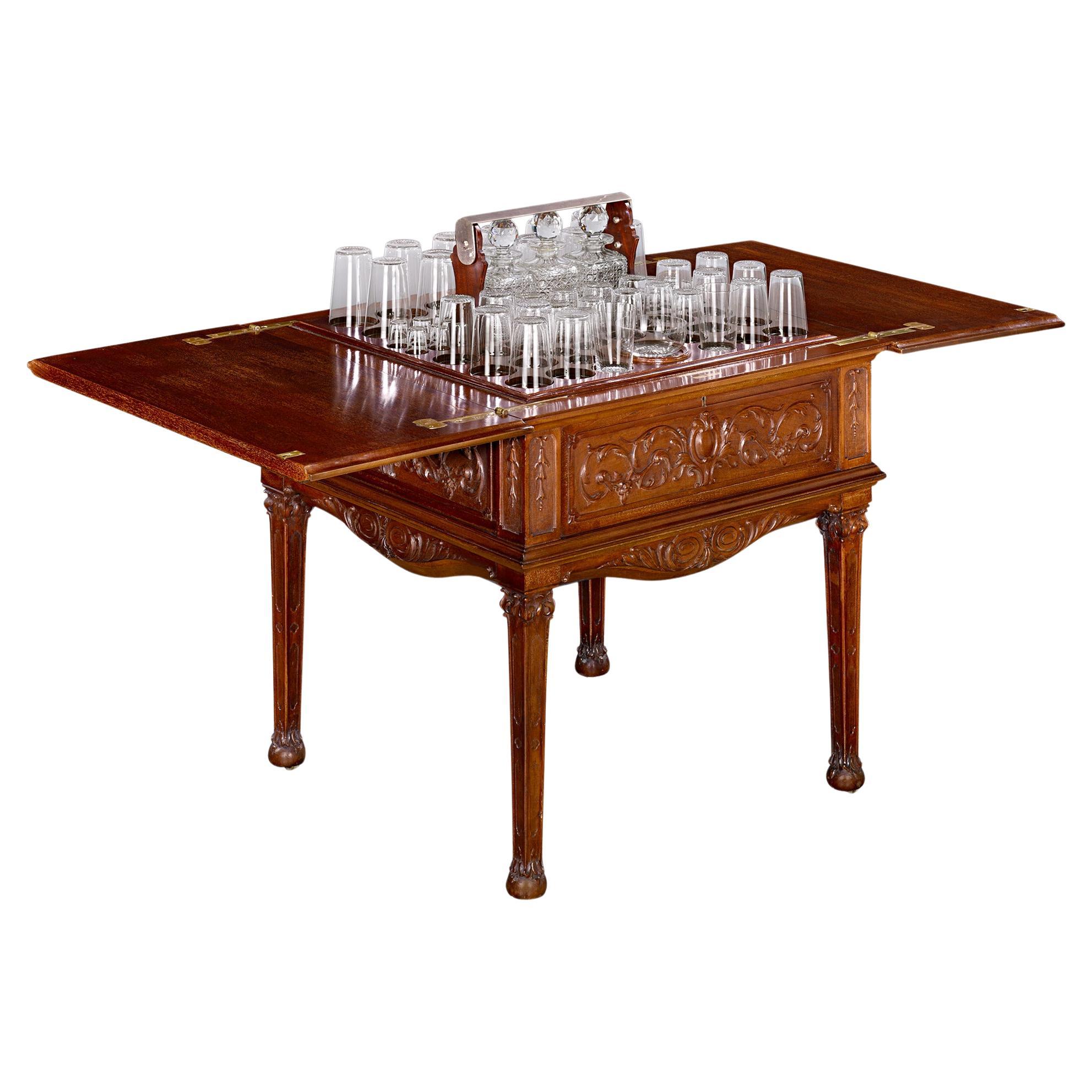 Edwardian Mahogany Surprise Drinks Table For Sale