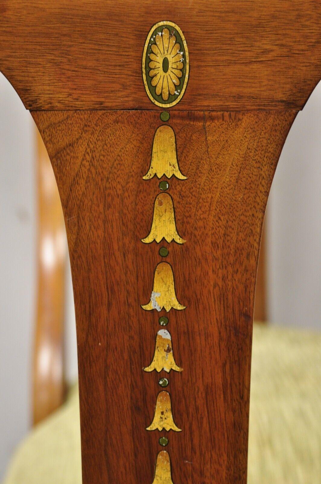Chaises de salle à manger édouardiennes en acajou à dossier en forme de cœur, peintes à la cloche, lot de 4 en vente 4