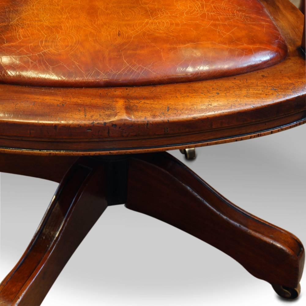 Edwardian Mahogany Swivel Desk Chair 1