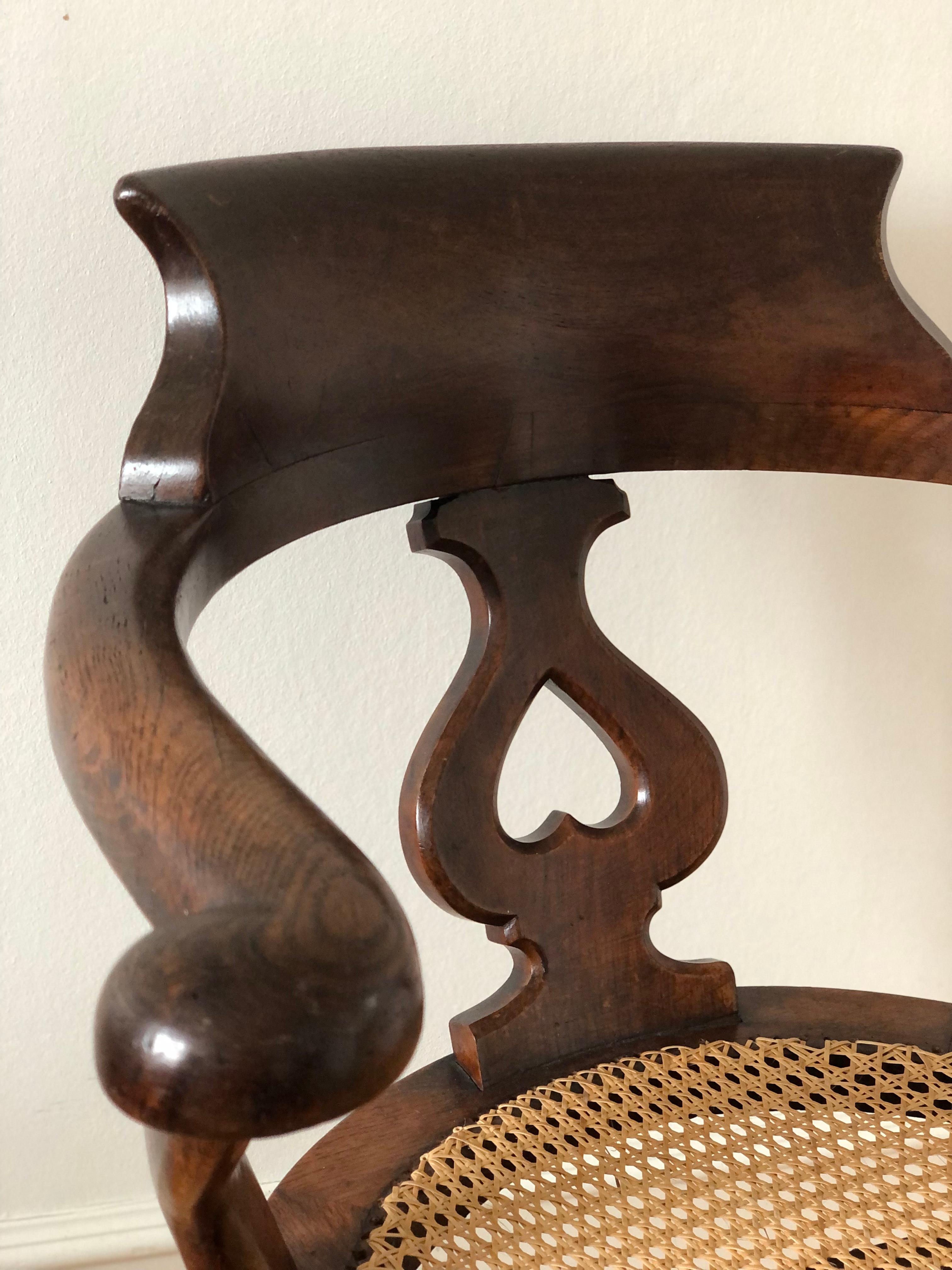 Carved Edwardian Mahogany Swivel Desk Chair on Castors Early 20th Century United Kingdo