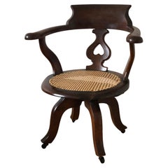 Edwardian Mahogany Swivel Desk Chair on Castors Early 20th Century United Kingdo