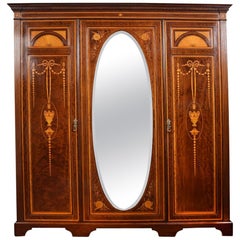 Edwardian Mahogany Three-Door Wardrobe