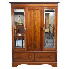 Edwardian Mahogany Triple Wardrobe