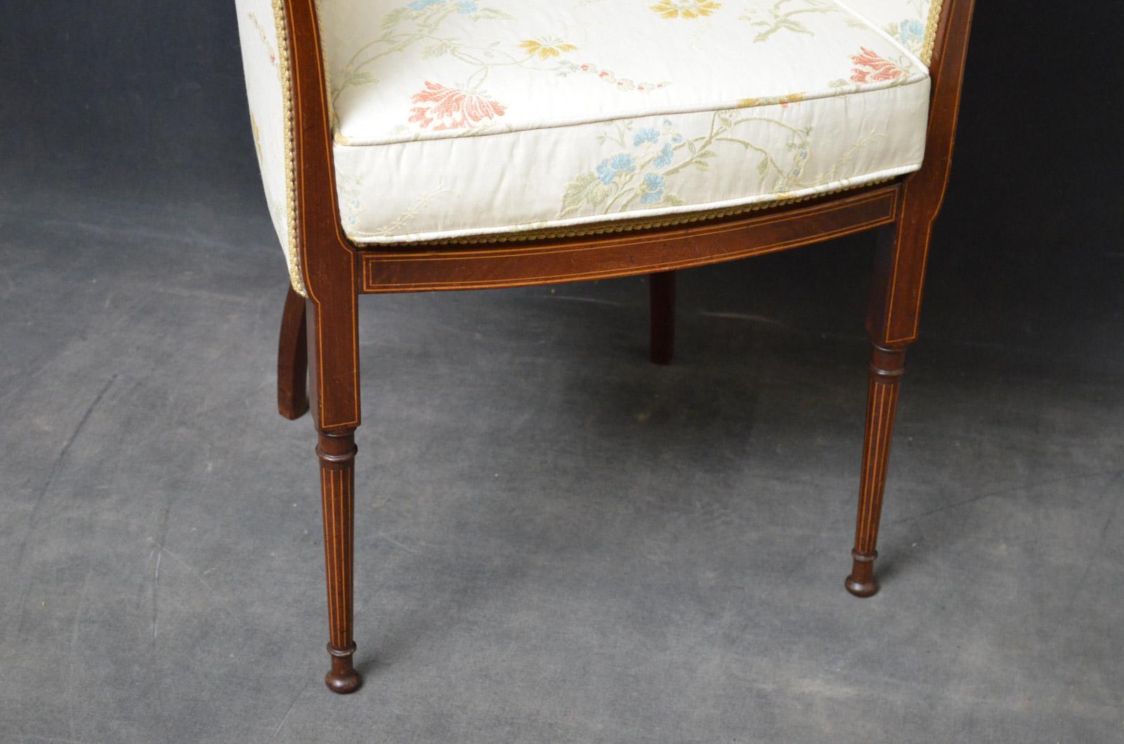 Early 20th Century Edwardian Mahogany Tub Chair