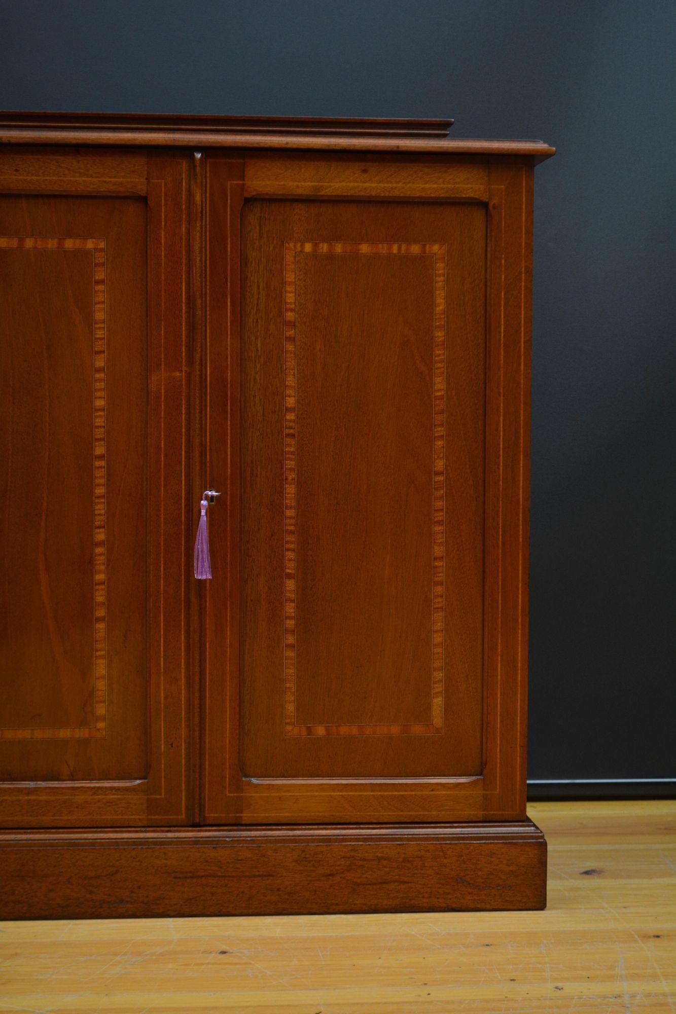 Edwardian Mahogany Two Door Cabinet Low For Sale 5