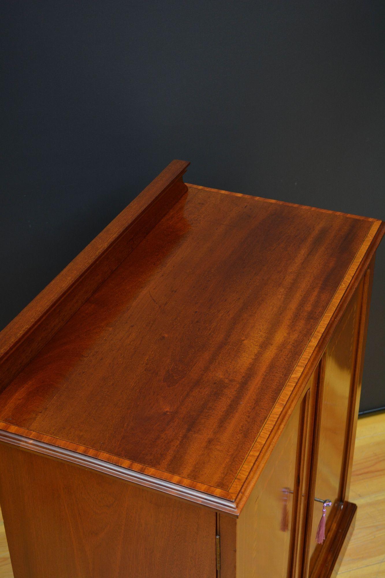 Edwardian Mahogany Two Door Cabinet Low In Good Condition For Sale In Whaley Bridge, GB