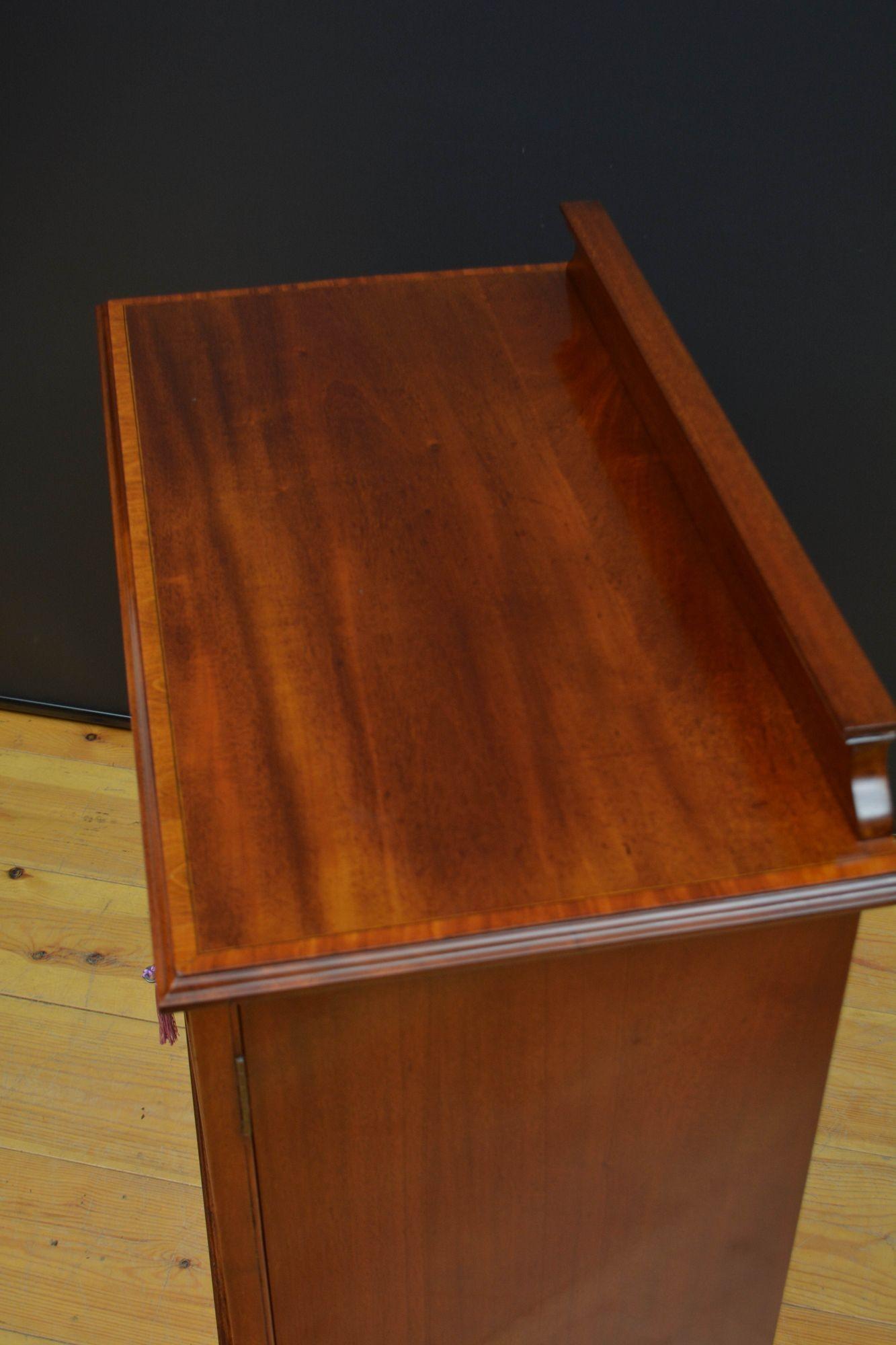 20th Century Edwardian Mahogany Two Door Cabinet Low For Sale