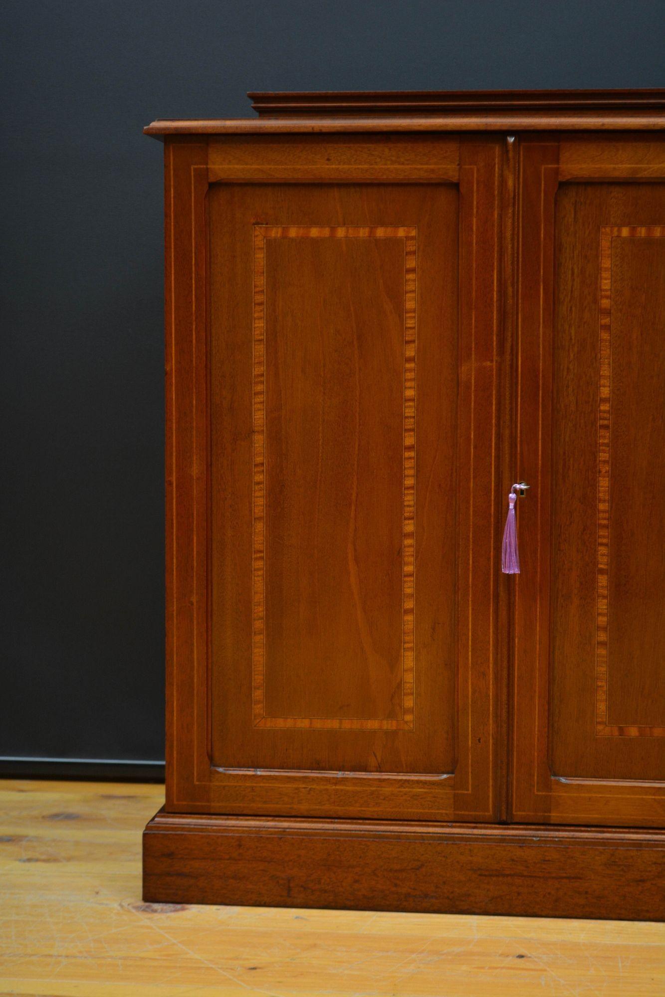 Edwardian Mahogany Two Door Cabinet Low For Sale 4