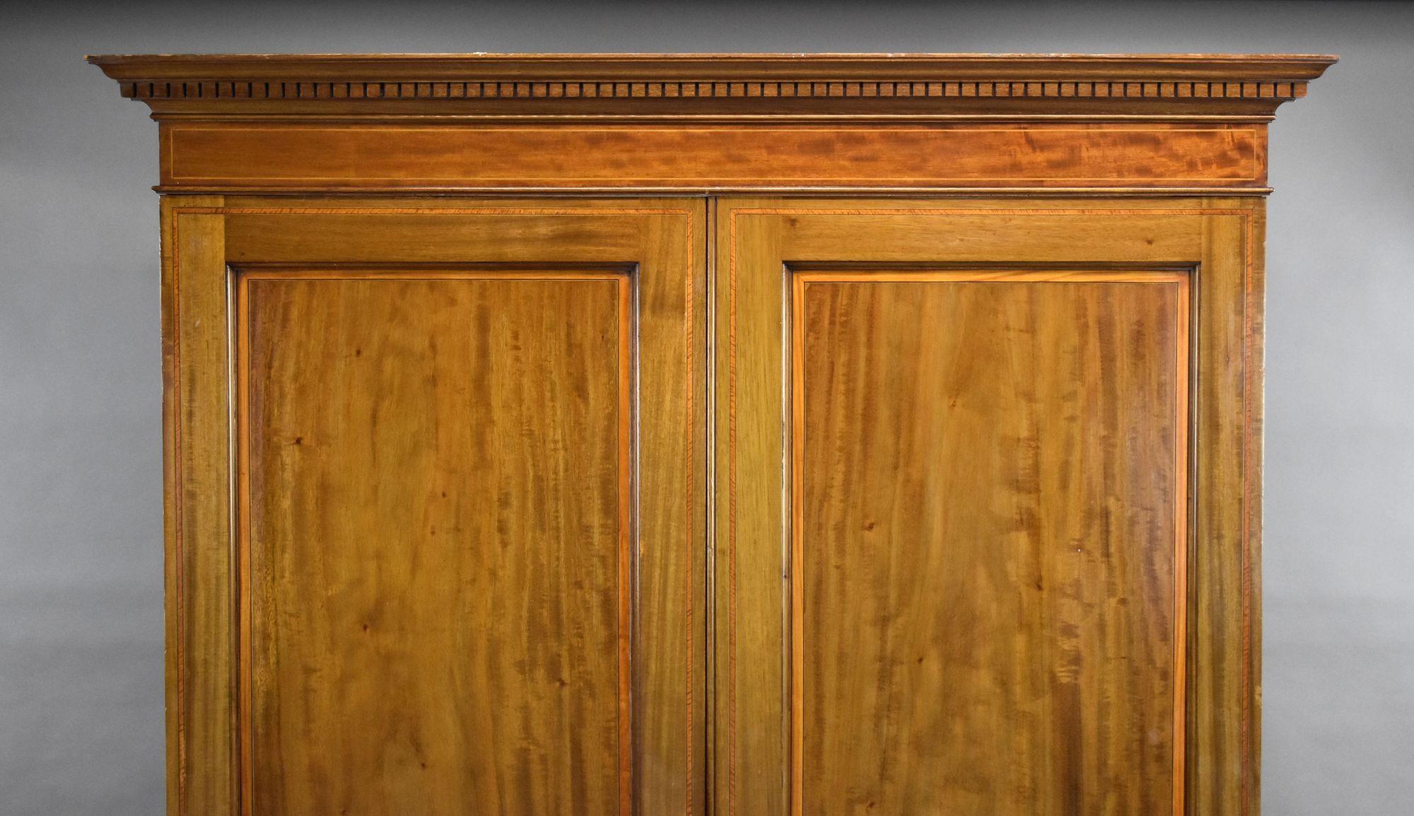 Edwardian Mahogany Wardrobe by Robson & Sons, Newcastle-on-Tyne
Item Code: 1385
A fine quality Edwardian mahogany wardrobe by Robson & Sons, Newcastle-on-Tyne, renowned 19th- and early 20th-century cabinetmakers. The wardrobe features twin panelled