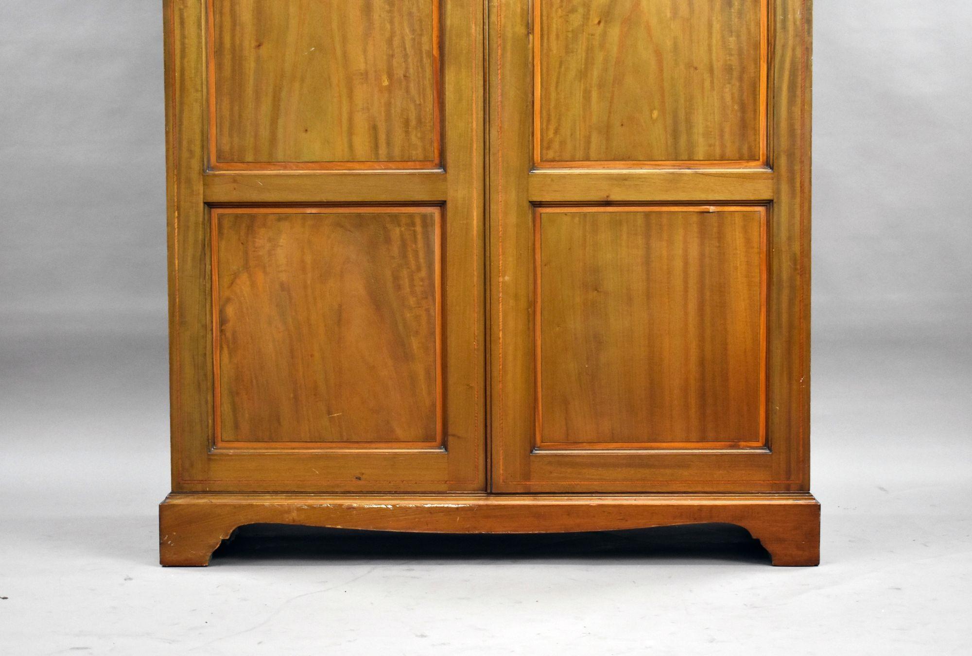 English Edwardian Mahogany Two Door Wardrobe For Sale