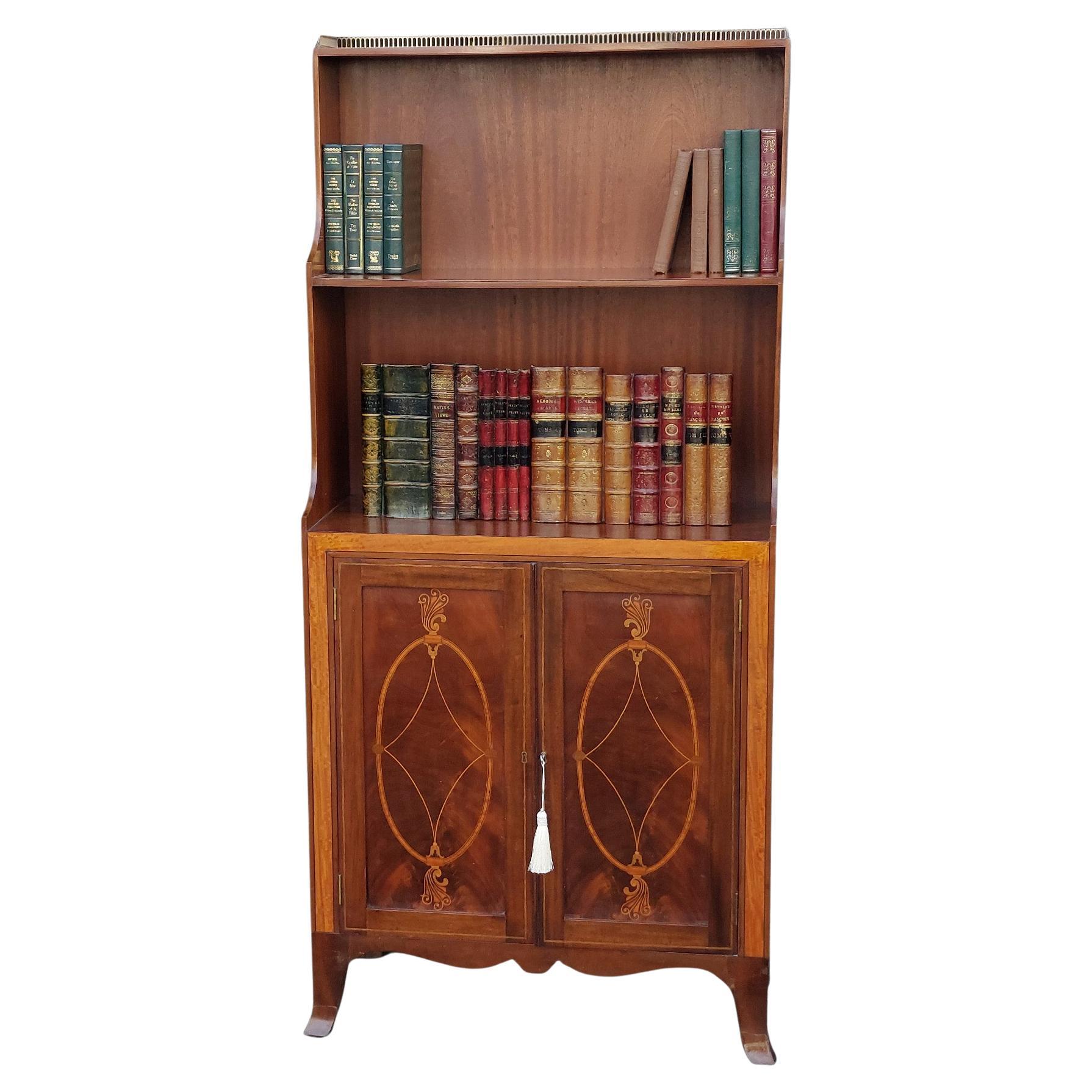Edwardian Mahogany Waterfall Cupboard Bookcase
