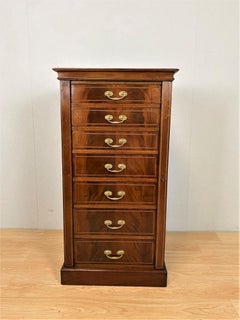 Edwardian Mahogany Wellington Chest with Geometric Line Inlays