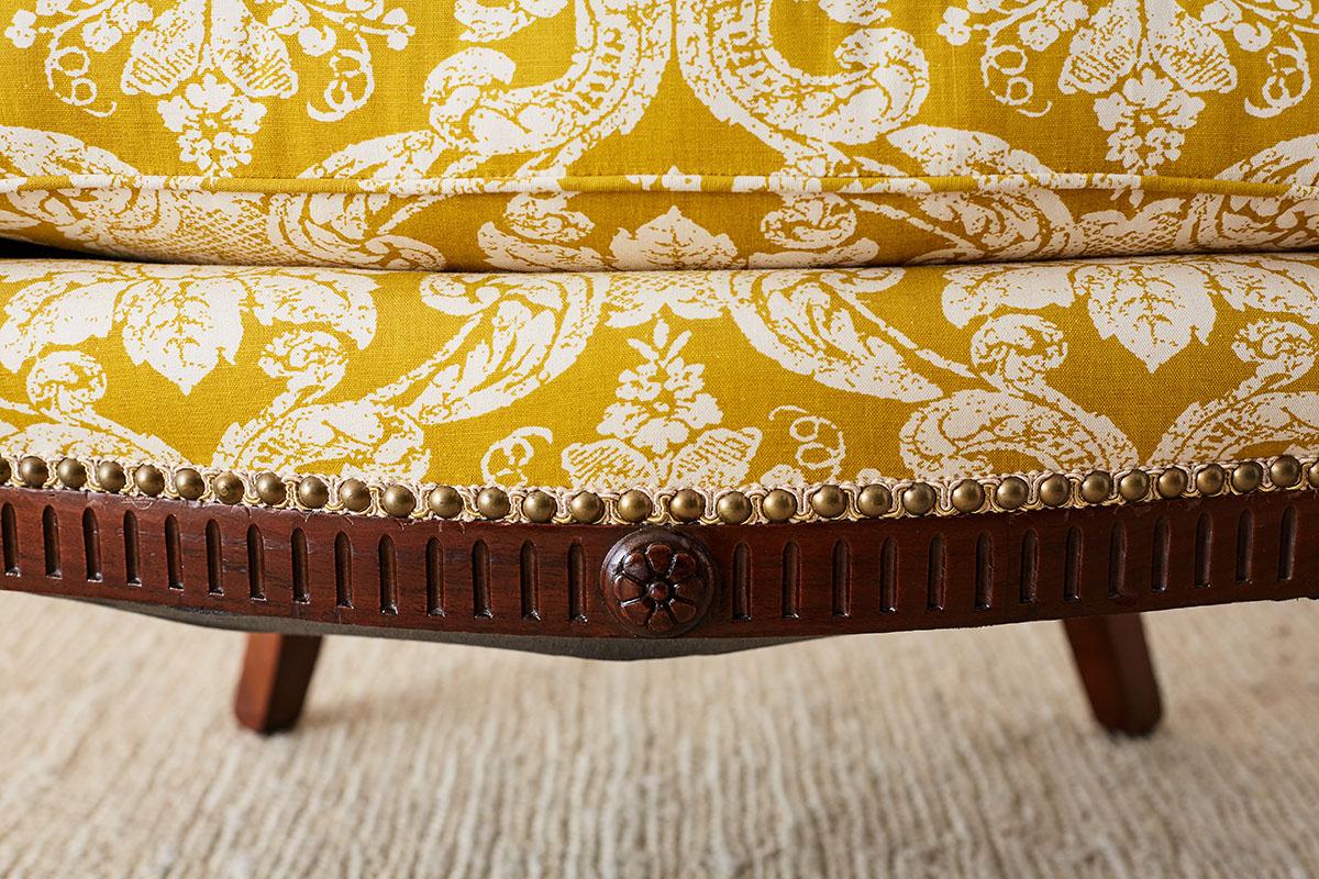 Edwardian Mahogany Wingback with Fortuny Style Fabric (Handgefertigt)
