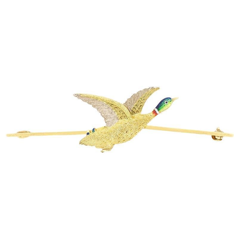 Edwardian Mallard Duck Brooch, c.1910s