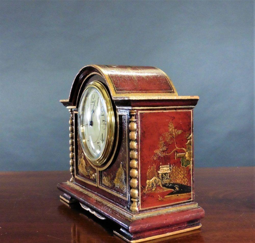 French Edwardian Mantel Clock with Chinoiserie Decoration For Sale