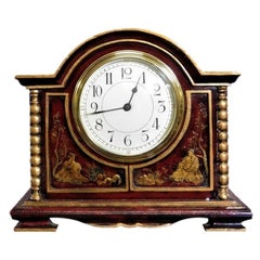 Reloj de chimenea eduardiano con decoración de Chinoiserie