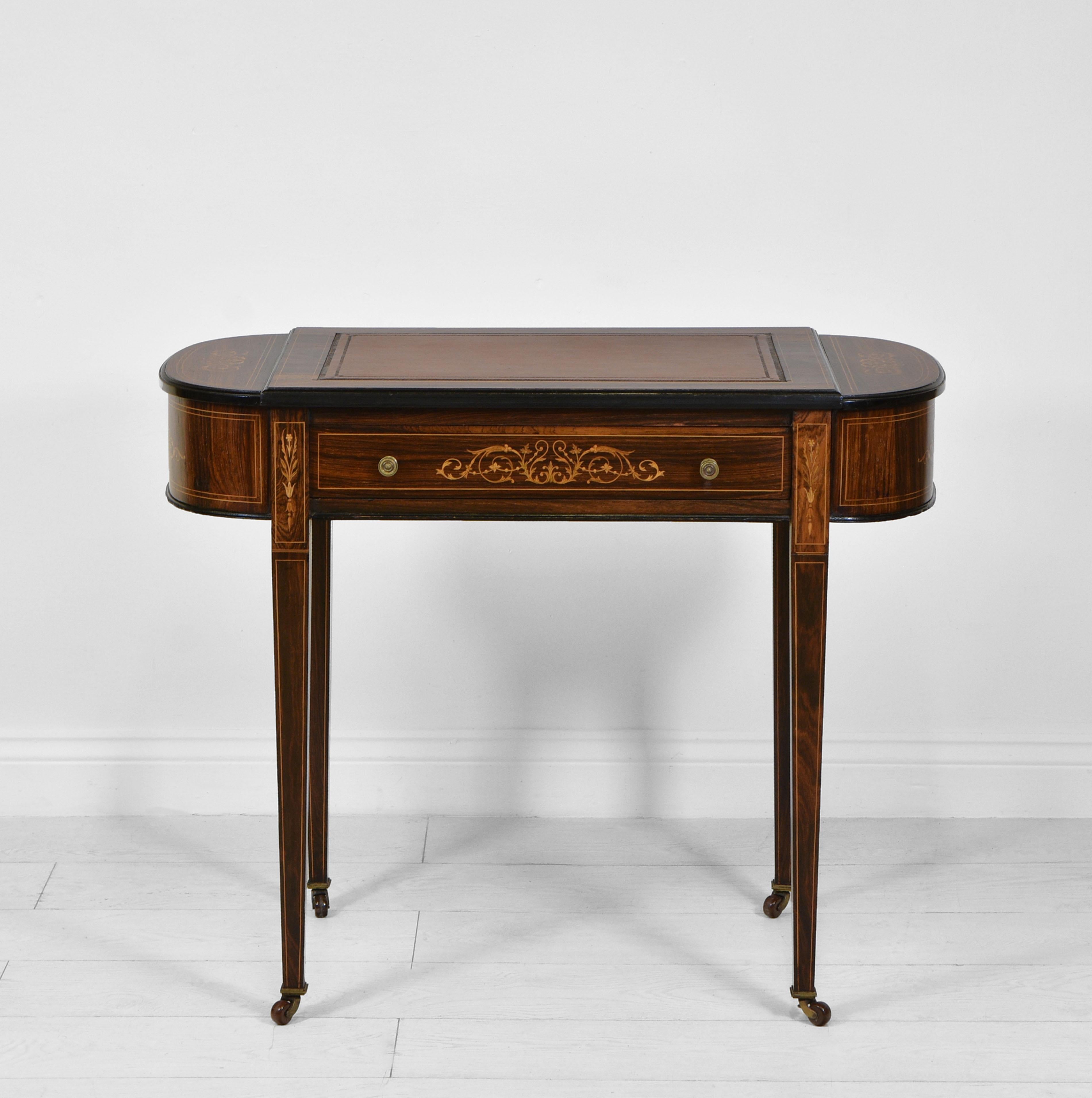 Edwardian Maple & Co Rosewood Ladies Writing Table Desk In Good Condition In Norwich, GB