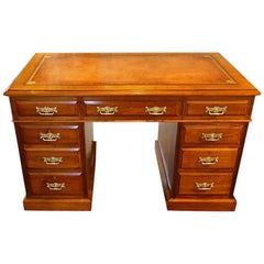Antique Edwardian Maple 
Co Walnut Pedestal Desk