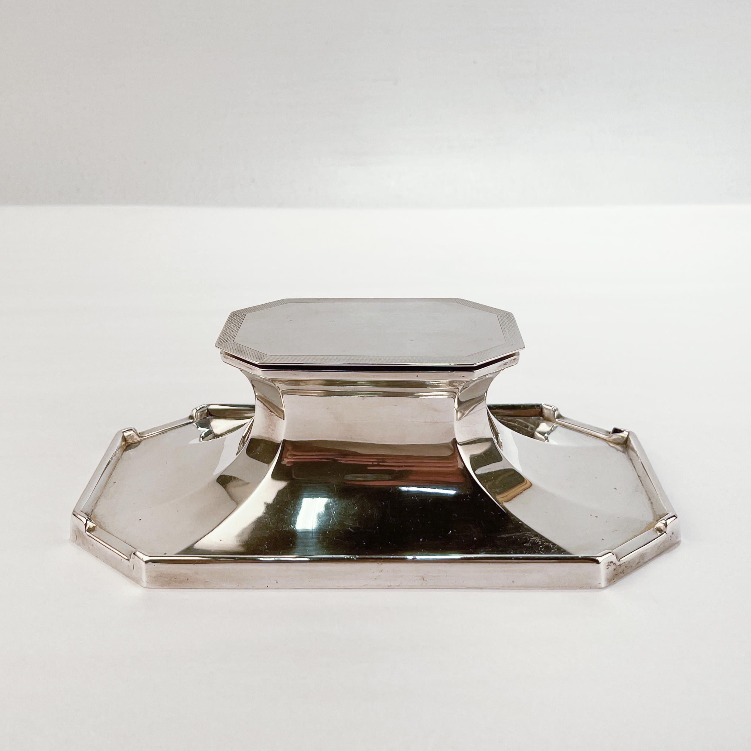 Edoardiano Mappin & Webb edoardiano a 2 cassette in argento sterling con calamaio o standish da scrivania in vendita