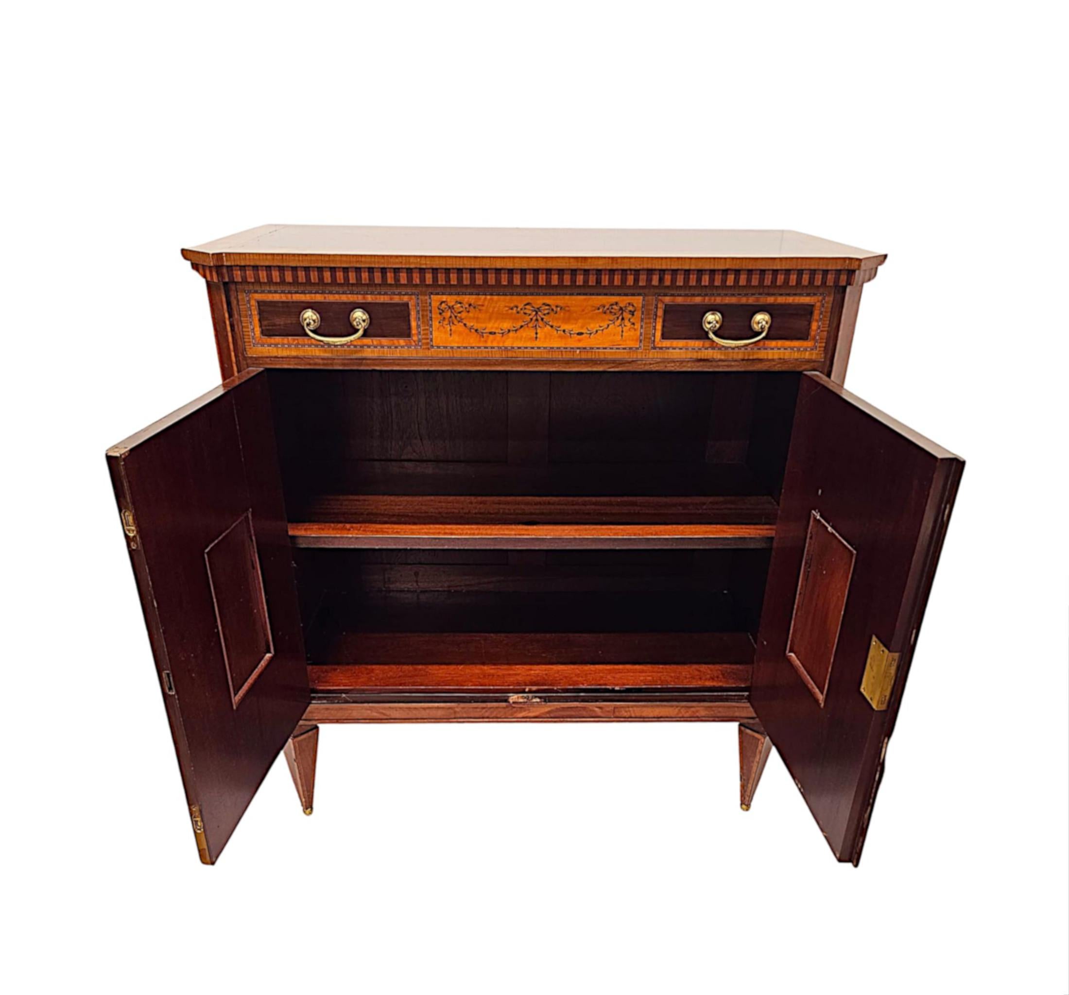 20th Century Edwardian Marquetry Inlaid and Hand Painted Cabinet after 'Edward and Roberts' For Sale