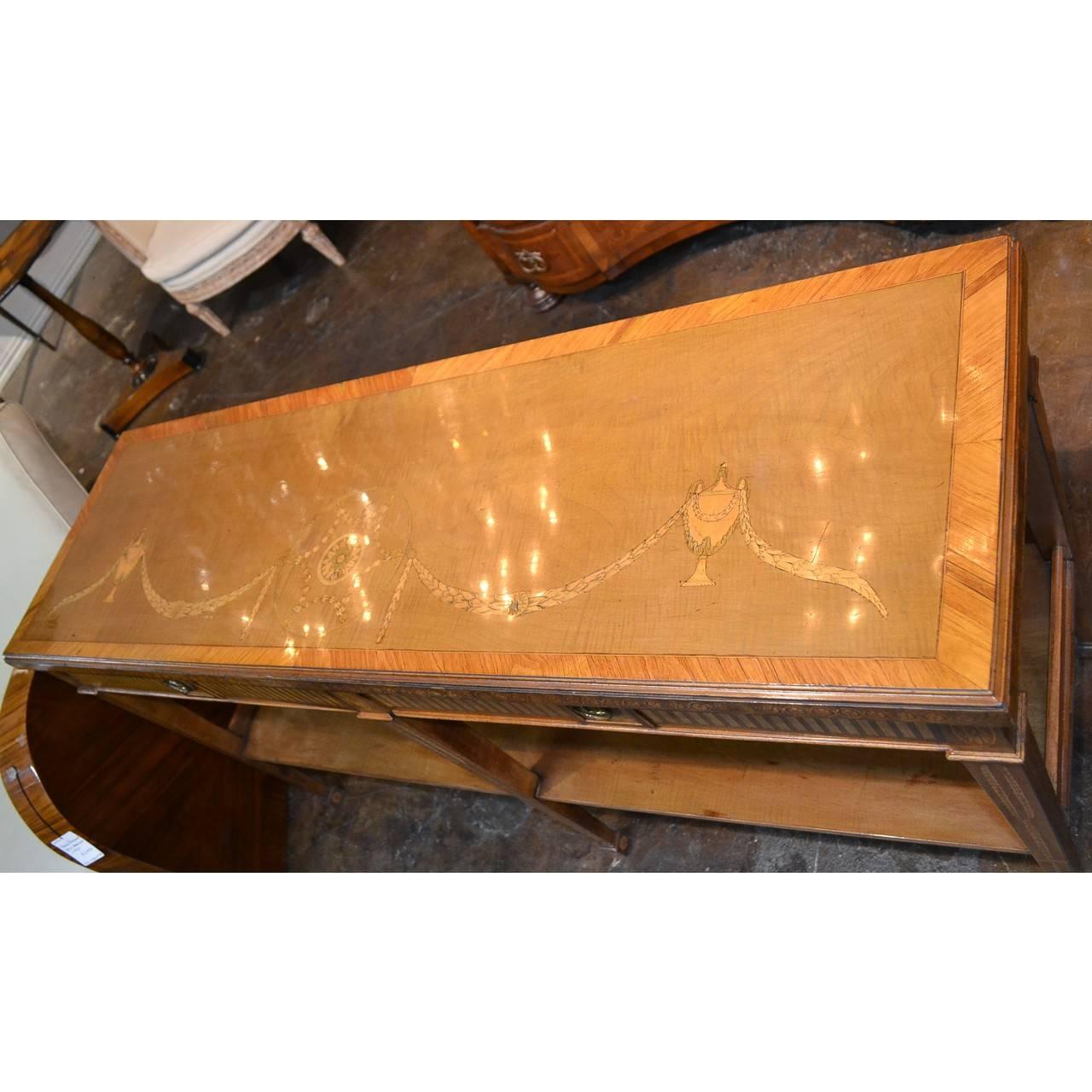 Inlay Edwardian Marquetry Inlaid Console Table