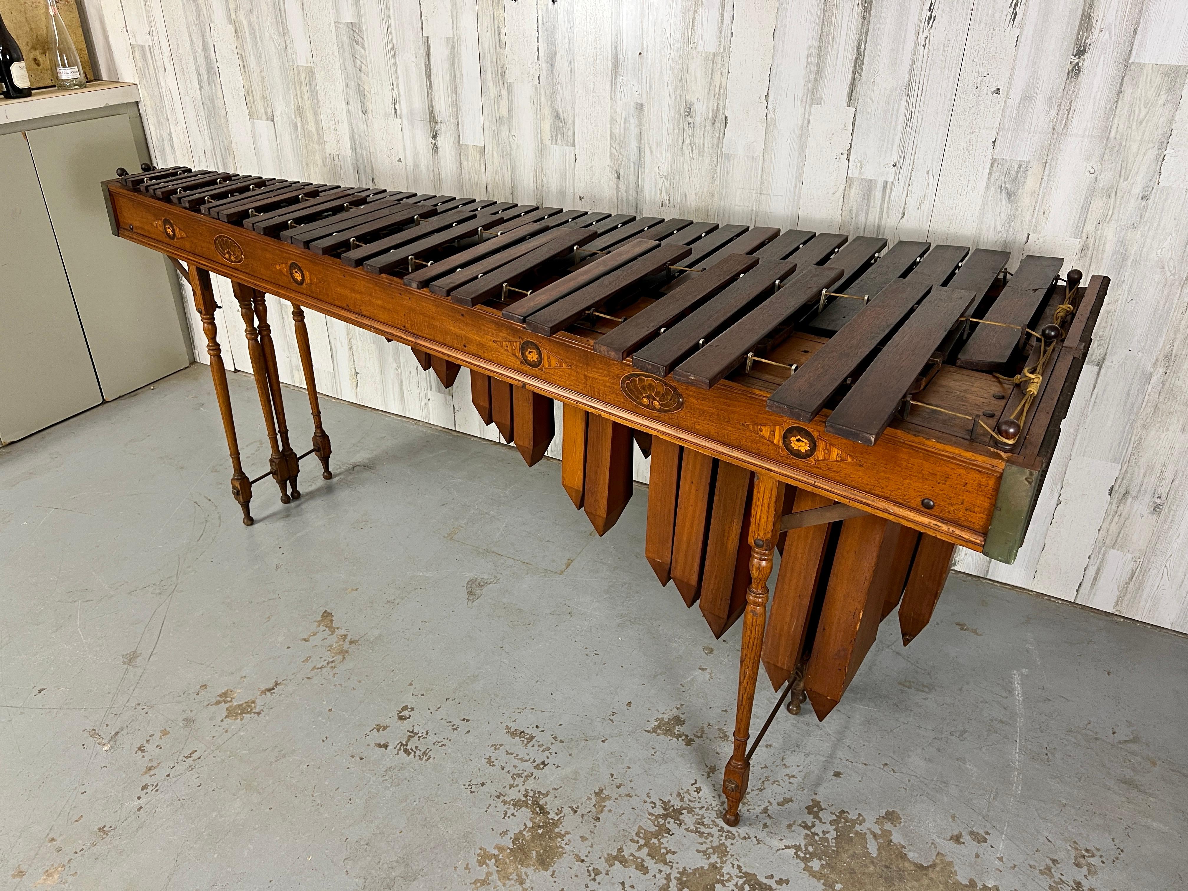 Edwardian Marquetry Marimba / Xylophone In Good Condition For Sale In Denton, TX