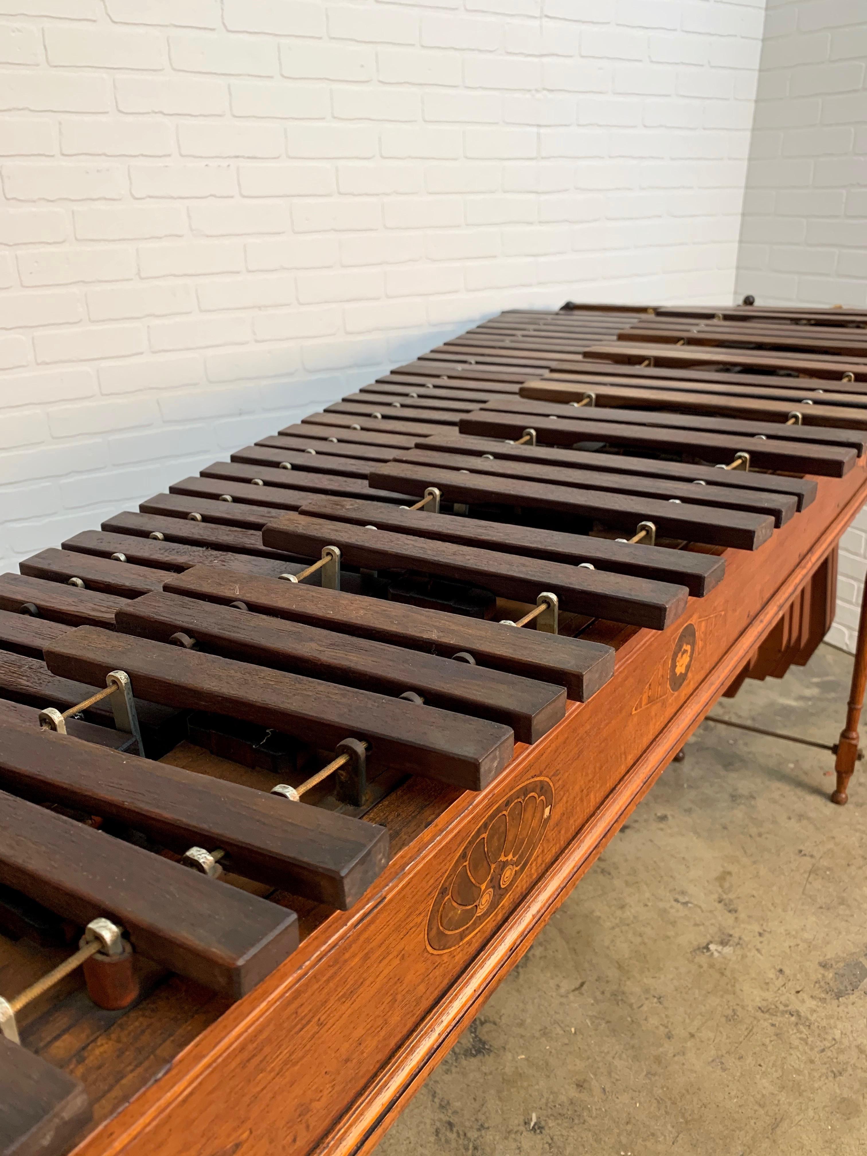 Hardwood Edwardian Marquetry Marimba / Xylophone