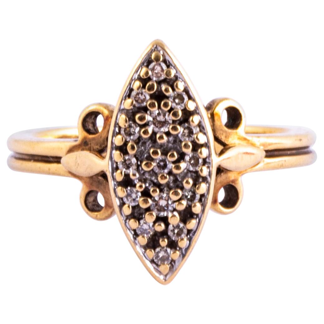Edwardian Marquise Diamond and 9 Carat Gold Ring For Sale
