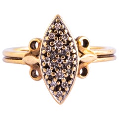 Edwardianischer Marquise-Diamant- und 9 Karat Goldring