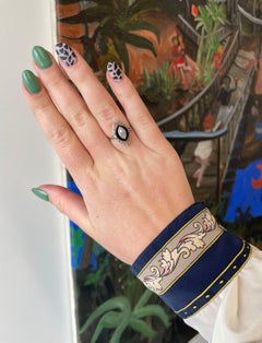 Edwardian Marquise Diamond Onyx Platinum Ring