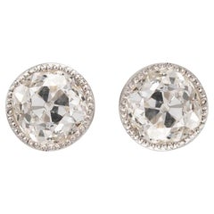 Edwardian Martini-Set Old Mine Diamond Stud Earrings 1.85ctw