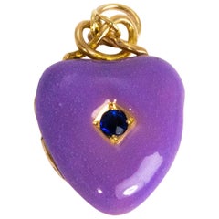 Edwardian Mauve Enamel 9 Carat Gold Locket