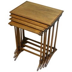 Edwardian Mellow Walnut Nest of Four Antique Tables