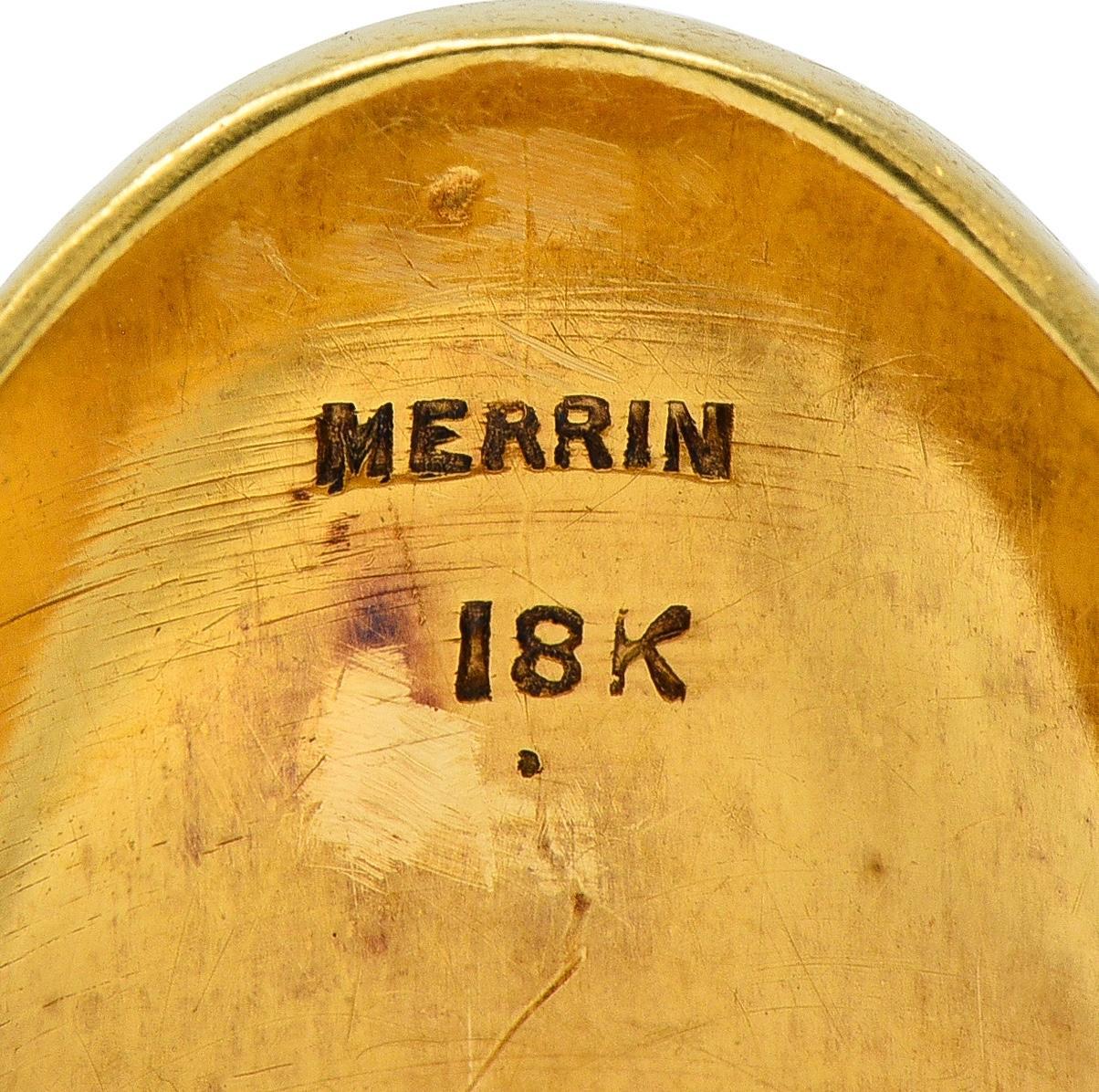 Anello Merrin edoardiano in oro giallo 18 carati con stemma araldico antico in vendita 1