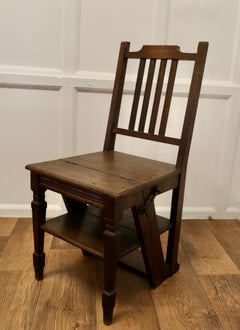 Edwardian Metamorphic Library Chair or Library Steps a Very Useful Piece