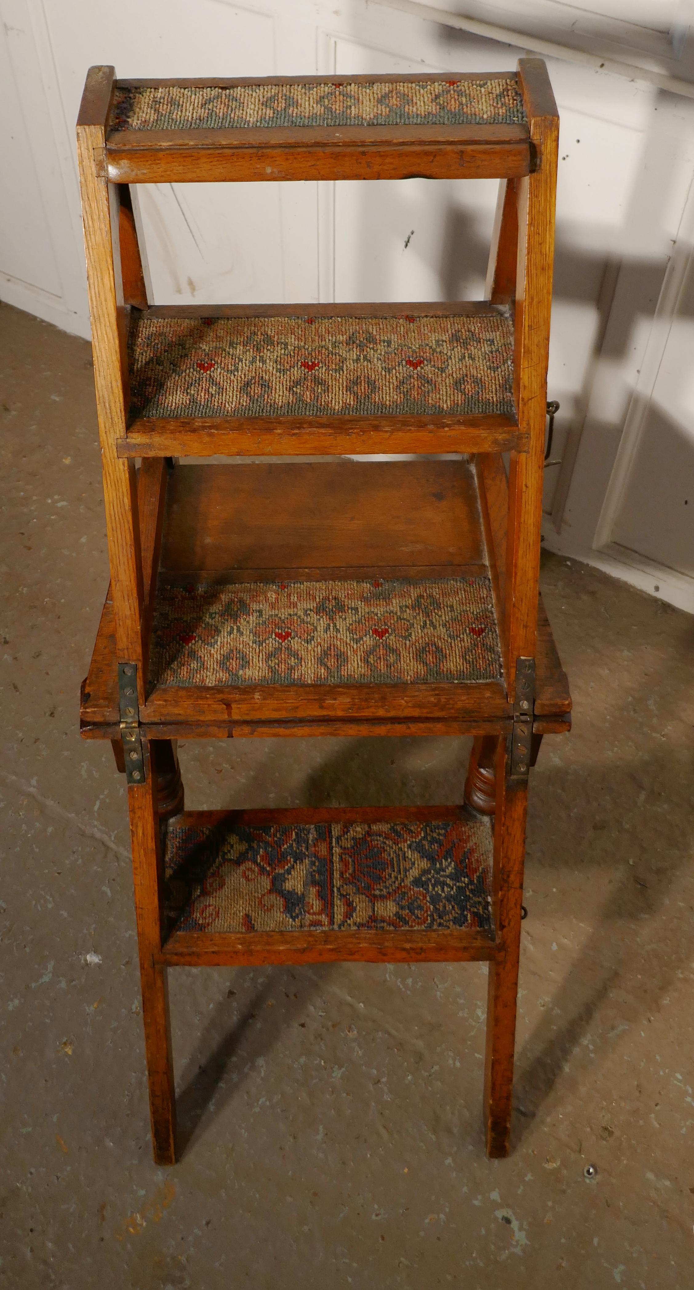 Edwardian Metamorphic Library Chair or Library Steps 2