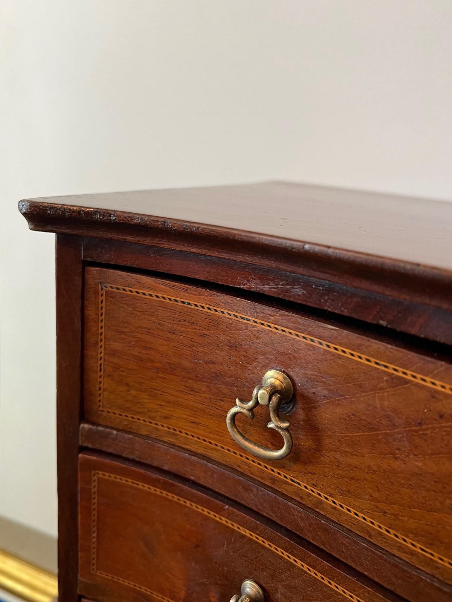 Mahogany Edwardian Miniature Chest with Bowed Front For Sale