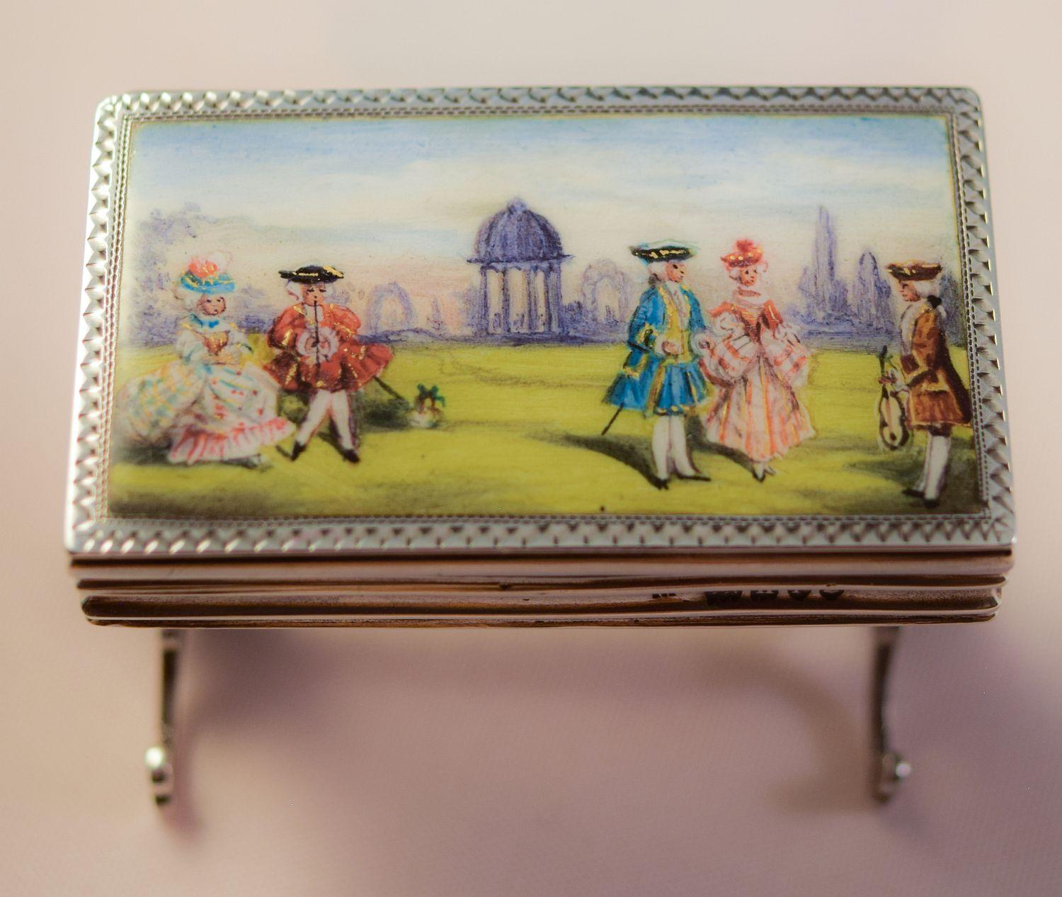 Edwardian miniature silver and enamel box in the form of a table 1903 For Sale 1