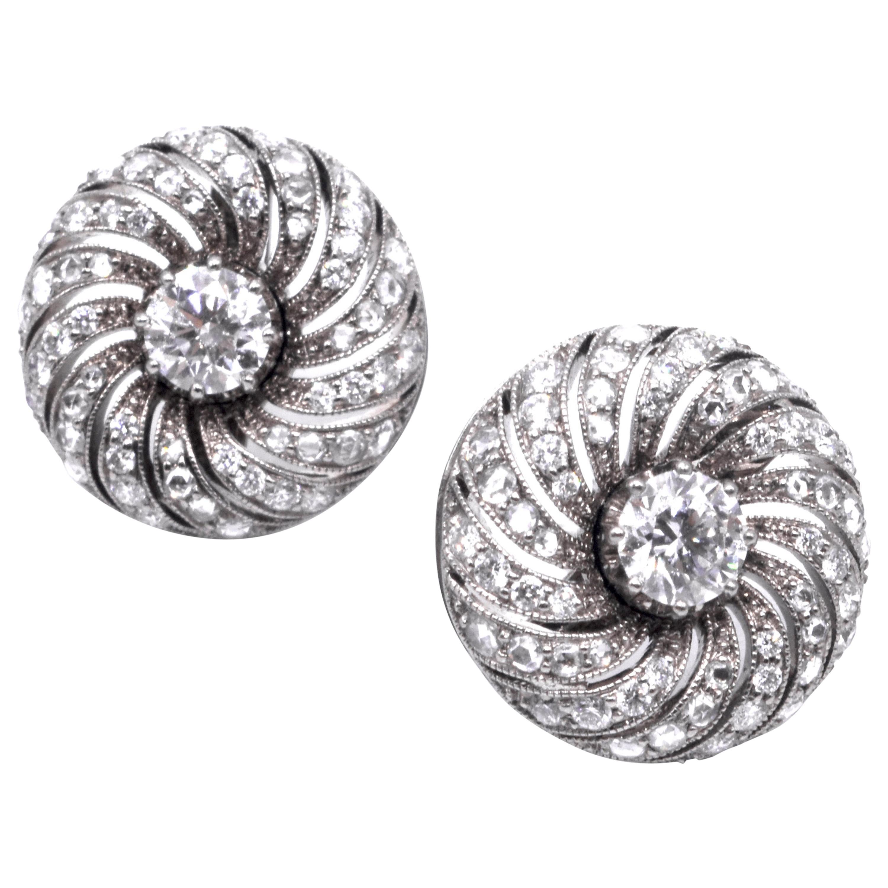 Edwardian Modern Diamond Stud Earring Chavana Collection For Sale