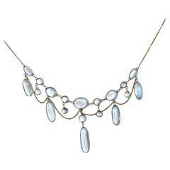 Edwardian Moonstone and 9 Carat Gold Fringe Necklace