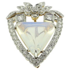 Edwardian Moonstone and Diamond Brooch
