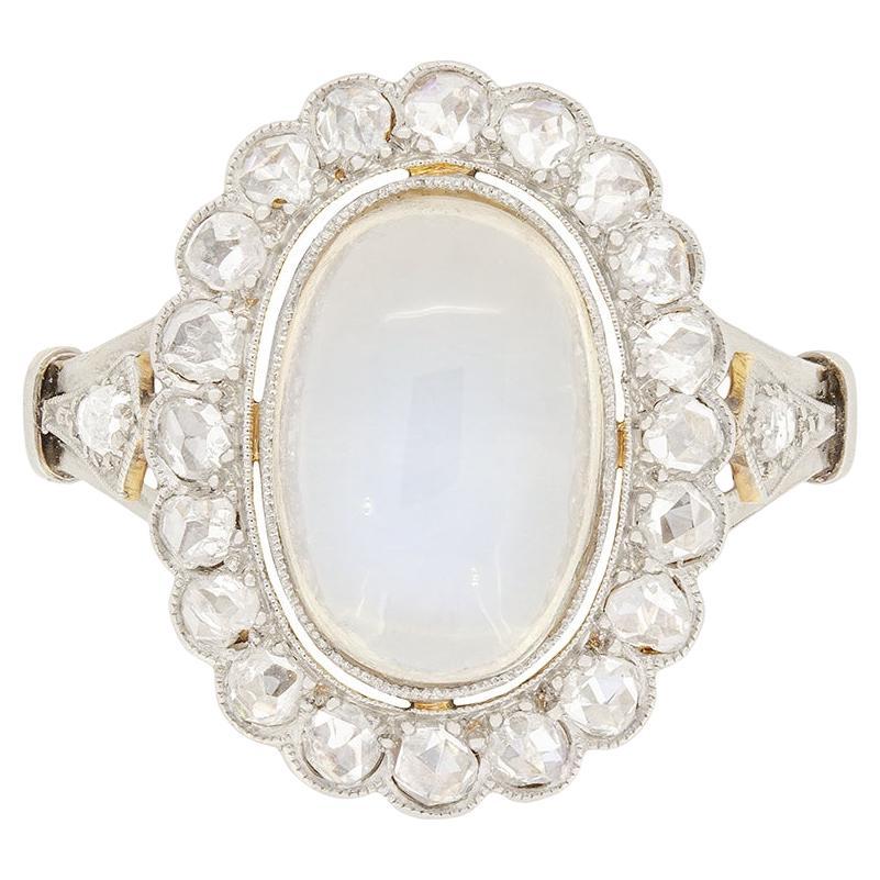 Edwardian Moonstone and Diamond Ring, circa 1910s For Sale