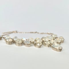 Edwardian Moonstone and Silver Fringe Necklace
