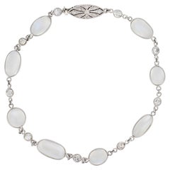 Edwardian moonstone diamond platinum bracelet