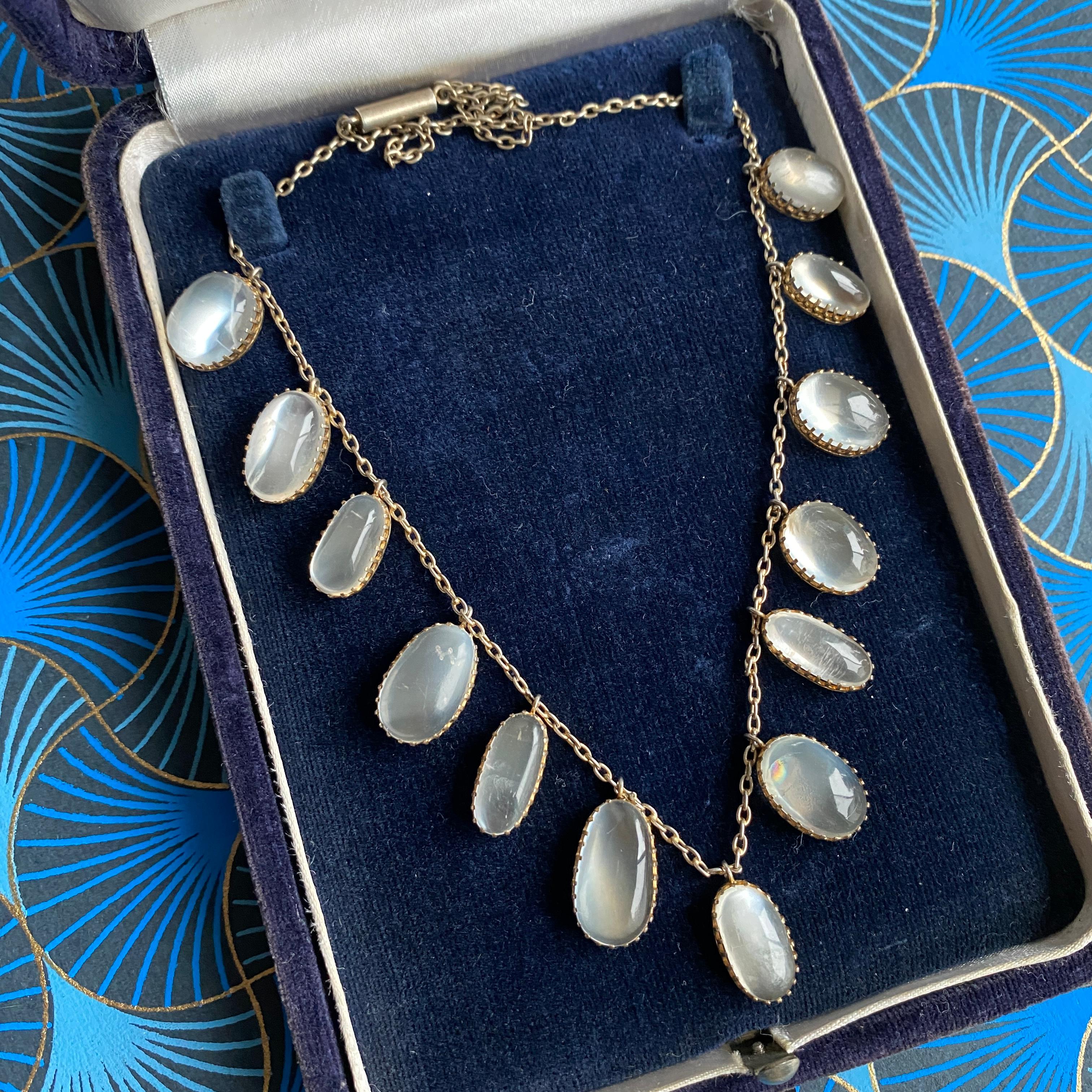 Edwardian Moonstone Silver Festoon Necklace For Sale 6
